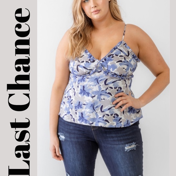 Shannel’s Closet Tops - Floral Print Woven Ruffle Tank Top